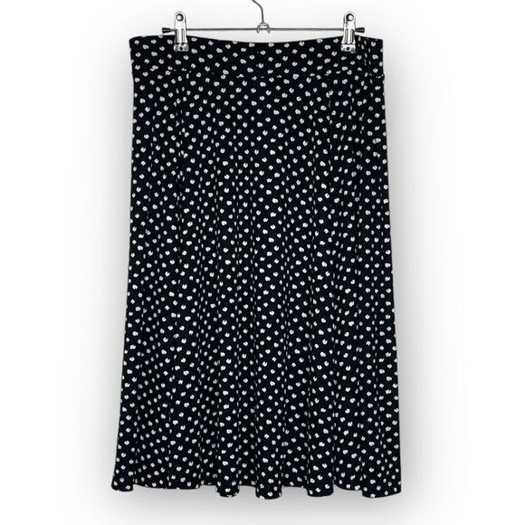 Lands’ End Black White Animal Print Dot A-Line Knee Length Skirt Women’s Size M - Picture 2 of 11